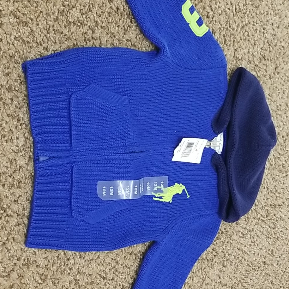 Boys blue wool jacket polo Ralph Lauren  size 12M